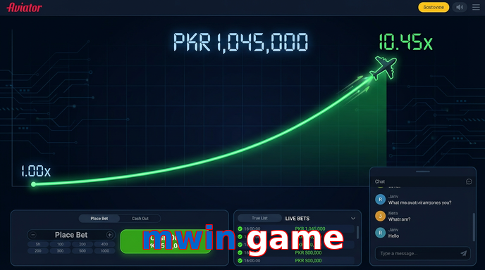 Main screen of Mwin Game aviator page for PK players